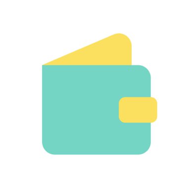 Cüzdan düz renk ui simgesini aç. Finans ve bankacılık. Ödeme ve satın alma. Hesap depoziti. Mobil uygulama için basit doldurulmuş öge. Renkli, sağlam bir resim. Vektör izole edilmiş RGB illüstrasyonu