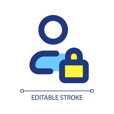 Gizli özel temas pikseli mükemmel RGB renk ui simgesi. Profil gizlilik altında. Basit doldurulmuş çizgi ögesi. Mobil uygulama için UX tasarımı. Vektör izole görüntü grafiği. Düzenlenebilir felç. Kullanılan Arial yazı tipi