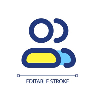 Temas grubu piksel mükemmel RGB renk ui simgesi. Proje ekibi üyeleri. Basit doldurulmuş çizgi ögesi. Mobil uygulama için UX tasarımı. Vektör izole görüntü grafiği. Düzenlenebilir felç. Kullanılan Arial yazı tipi