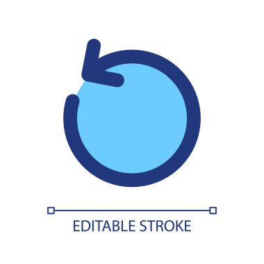 Piksel mükemmel RGB renk ui simgesini döndür. Yenile. Dönen ok. Saat yönünün tersine. Basit doldurulmuş çizgi ögesi. Mobil uygulama için UX tasarımı. Vektör izole görüntü grafiği. Düzenlenebilir felç. Kullanılan Arial yazı tipi