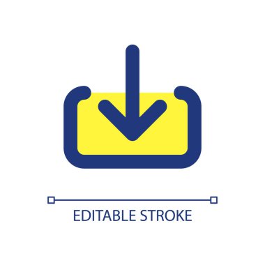 Dosya pikselini indir mükemmel RGB renk ui simgesi. İşlem yükleniyor. Verileri transfer et. Basit doldurulmuş çizgi ögesi. Mobil uygulama için UX tasarımı. Vektör izole görüntü grafiği. Düzenlenebilir felç. Kullanılan Arial yazı tipi