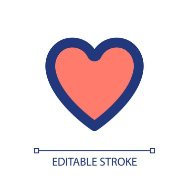 Kalp pikseli mükemmel RGB renk ui simgesi. Düğme gibi. Aşkı ifade etmek. Tepki. Basit doldurulmuş çizgi ögesi. Mobil uygulama için UX tasarımı. Vektör izole görüntü grafiği. Düzenlenebilir felç. Kullanılan Arial yazı tipi