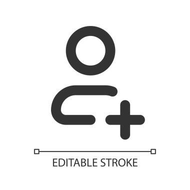 Yeni kontak piksel mükemmel doğrusal ui simgesi ekle. Yeni telefon numarası oluştur. Adres defteri. GUI, UX tasarımı. Uygulama ve web için izole edilmiş kullanıcı arayüzü ögesi. Düzenlenebilir felç. Kullanılan Arial yazı tipi