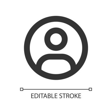 İletişim fotoğraf pikseli mükemmel doğrusal ui simgesini seçin. Profile resmini koy. Arayan resmi belirle. GUI, UX tasarımı. Uygulama ve web için izole edilmiş kullanıcı arayüzü ögesi. Düzenlenebilir felç. Kullanılan Arial yazı tipi