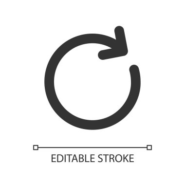 Piksel mükemmel doğrusal ui simgesini tekrarla. Sayfayı yeniden yükle. Dönen ok. Saat yönünde hareket. GUI, UX tasarımı. Uygulama ve web için izole edilmiş kullanıcı arayüzü ögesi. Düzenlenebilir felç. Kullanılan Arial yazı tipi