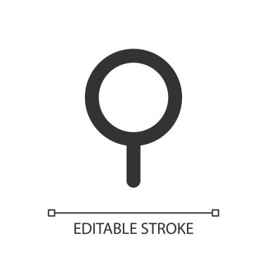 Yuvarlak itme piksel mükemmel doğrusal ui simgesi. Haritadaki konum belirleniyor. Notları düzenle. GUI, UX tasarımı. Uygulama ve web için izole edilmiş kullanıcı arayüzü ögesi. Düzenlenebilir felç. Kullanılan Arial yazı tipi