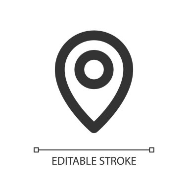 Konum piksel mükemmel doğrusal ui simgesi. Haritada yer ayırıyorum. Varış yerini ara. GUI, UX tasarımı. Uygulama ve web için izole edilmiş kullanıcı arayüzü ögesi. Düzenlenebilir felç. Kullanılan Arial yazı tipi