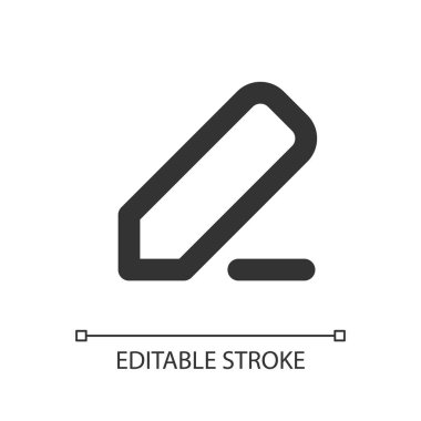 Piksel alarak not mükemmel doğrusal ui simgesi. Vurgulama, metin düzenleme. Dijital defter. GUI, UX tasarımı. Uygulama ve web için izole edilmiş kullanıcı arayüzü ögesi. Düzenlenebilir felç. Kullanılan Arial yazı tipi