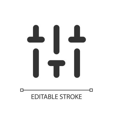 Dikey ayarlama pikseli mükemmel doğrusal ui simgesi. Ses kontrolü. Müzik seviyesine ayak uydur. GUI, UX tasarımı. Uygulama ve web için izole edilmiş kullanıcı arayüzü ögesi. Düzenlenebilir felç. Kullanılan Arial yazı tipi