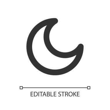 Gece modu pikseli mükemmel doğrusal ui simgesi. Gece teması. Ay seçeneği. Ekran karanlığı ayarlayın. GUI, UX tasarımı. Uygulama ve web için izole edilmiş kullanıcı arayüzü ögesi. Düzenlenebilir felç. Kullanılan Arial yazı tipi