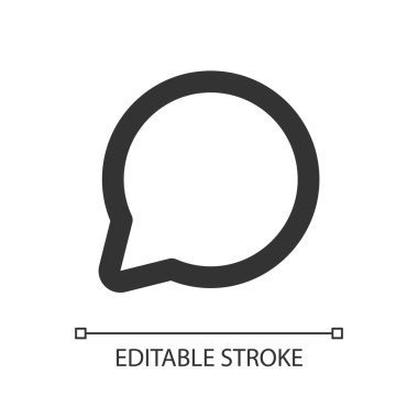 Yorum pikseli mükemmel doğrusal ui simgesi. Sosyal medya paylaşımına cevap ver. Mesaj gönder. Cevap verin. GUI, UX tasarımı. Uygulama ve web için izole edilmiş kullanıcı arayüzü ögesi. Düzenlenebilir felç. Kullanılan Arial yazı tipi