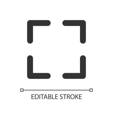 Tam ekran piksel mükemmel doğrusal ui simgesi. Video oynatıcı barı. Medya kontrolü. Çözünürlüğü göster. GUI, UX tasarımı. Uygulama ve web için izole edilmiş kullanıcı arayüzü ögesi. Düzenlenebilir felç. Kullanılan Arial yazı tipi