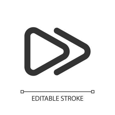 Hızlı ileri düğme pikseli mükemmel doğrusal ui simgesi. Müzik çalar barı. Sıradaki şarkıya geç. GUI, UX tasarımı. Uygulama ve web için izole edilmiş kullanıcı arayüzü ögesi. Düzenlenebilir felç. Kullanılan Arial yazı tipi