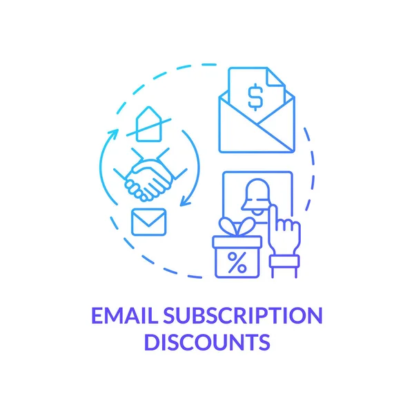 Email Subscription Discounts Blue Gradient Concept Icon Gaining Leads Emails — Stock Vector