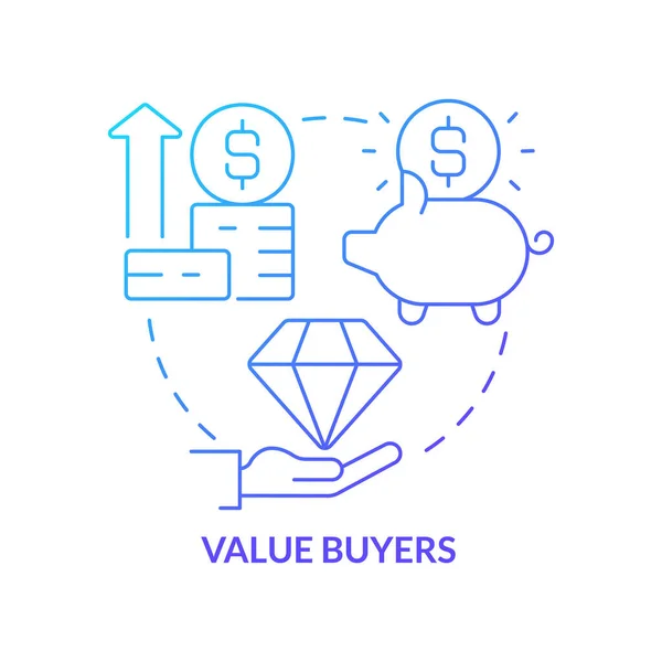 Value Buyers Blue Gradient Concept Icon Product Quality Priority Marketing — Image vectorielle