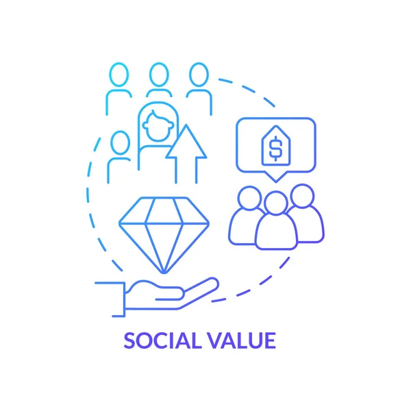 Social Value Blue Gradient Concept Icon Influencing Marketing Moral Quality — Stock Vector