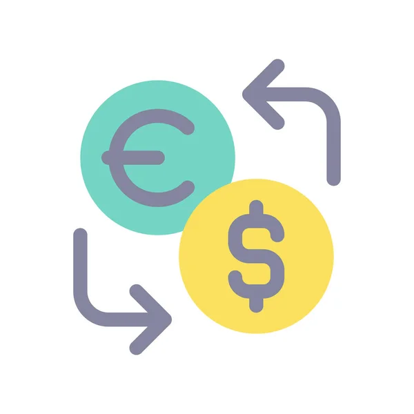 Currency Exchange Flat Color Icon Financial Operation Money Value Foreign — Vettoriale Stock