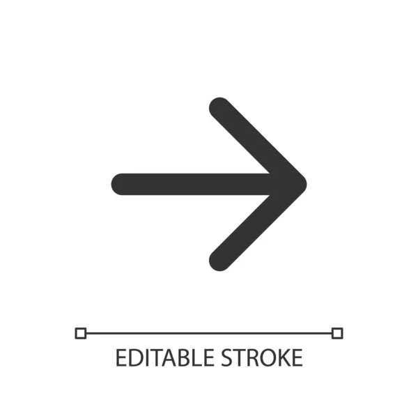 Rightwards Arrow Pixel Perfect Linear Icon Pressing Right Setting Menu — Stockový vektor