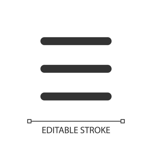 Hamburger Menu Pixel Perfect Linear Icon Three Lines More Options — Wektor stockowy