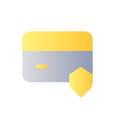 Ödeme kartı güvenliği düz gradyan renk ui simgesi. Mali operasyonlar koruması. Kredi kartıyla. Basit bir piktogram. Arayüz, mobil uygulama için UX tasarımı. Vektör izole edilmiş RGB illüstrasyonu