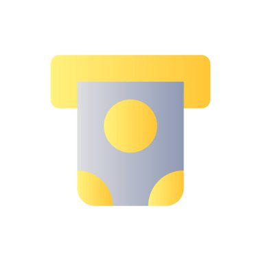 Para dağıtıcı düz gradyan renk ui simgesi. Otomatik veznedar makinesi. Banknotlar için depozito. Basit bir piktogram. Arayüz, mobil uygulama için UX tasarımı. Vektör izole edilmiş RGB illüstrasyonu