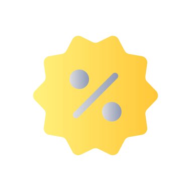 İndirimli düz renk ui ikonu. Mağaza indirimi. Fiyat indirimi. - Yüzde. Özel fiyat. Basit bir piktogram. Arayüz, mobil uygulama için UX tasarımı. Vektör izole edilmiş RGB illüstrasyonu