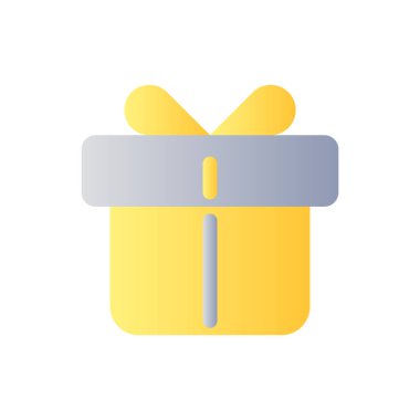 Hediye düz renk ui ikonu. Doğum günü ve Noel hediyesi. Müşteri ikramiyesi. Kurdeleli kutu. Basit bir piktogram. Arayüz, mobil uygulama için UX tasarımı. Vektör izole edilmiş RGB illüstrasyonu