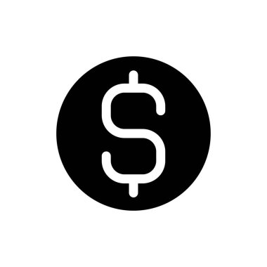 Dollar coin black glyph ui icon. Currency and money. Finance and banking. User interface design. Silhouette symbol on white space. Solid pictogram for web, mobile. Isolated vector illustration