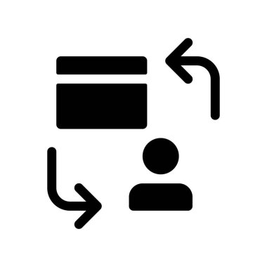 Kişisel işlemler siyah glyph ui simgesi. Bankacılık. Bireysel ödemeler. Kullanıcı arayüzü tasarımı. Beyaz uzayda siluet sembolü. Ağ ve cep telefonu için sağlam bir resim. İzole vektör illüstrasyonu