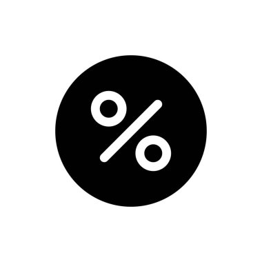 Faiz oranı siyah glyph ui simgesi. - Yüzde. İpotek ve borç. Bankacılık. Kullanıcı arayüzü tasarımı. Beyaz uzayda siluet sembolü. Ağ ve cep telefonu için sağlam bir resim. İzole vektör illüstrasyonu