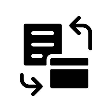 Banka hesap özeti siyah glyph ui simgesi. İşlemlerin özeti. Kullanıcı arayüzü tasarımı. Beyaz uzayda siluet sembolü. Ağ ve cep telefonu için sağlam bir resim. İzole vektör illüstrasyonu