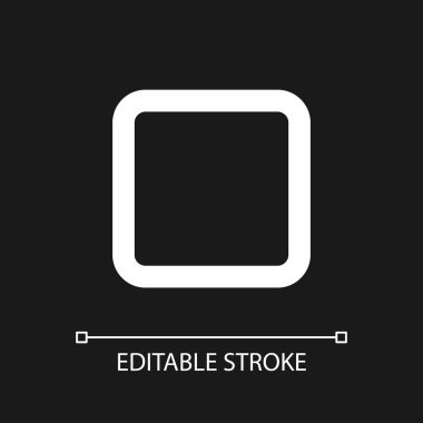 Koyu tema için mükemmel beyaz doğrusal ui simgesini durdur. Müzik çalar. Multimedya oynuyorum. Vektör çizgisi çizimi. Gece modu için izole edilmiş kullanıcı arayüzü sembolü. Düzenlenebilir felç. Kullanılan Arial yazı tipi