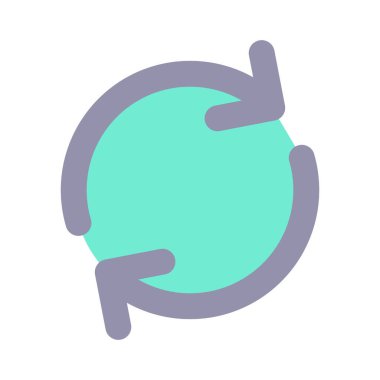 Senkronizasyon düz renk ui simgesi. Dönen oklar. Senkronizasyon. Mobil cihaza bağlanıyorum. Giriş izni. Mobil uygulama için basit doldurulmuş öge. Renkli, sağlam bir resim. Vektör izole edilmiş RGB illüstrasyonu