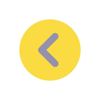 Ok sol düğme düz renk ui simgesi. Geri çekilin. Araç çubuğu kontrol elemanı. Önceki parça. Menü komutu. Mobil uygulama için basit doldurulmuş öge. Renkli, sağlam bir resim. Vektör izole edilmiş RGB illüstrasyonu