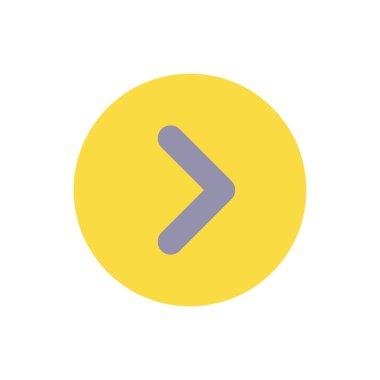 Sağ ok düğmesi düz renk ui simgesi. Sıradaki parça. Araç çubuğu kontrol elemanı. İlerleyin. Menü komutu. Mobil uygulama için basit doldurulmuş öge. Renkli, sağlam bir resim. Vektör izole edilmiş RGB illüstrasyonu