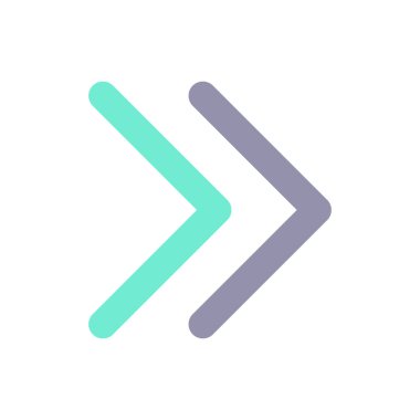 Sağ çift ok düz renk ui simgesi. Guillemetler. İleri sarma düğmesi. Hızlan. Çifte semboller. Mobil uygulama için basit doldurulmuş öge. Renkli, sağlam bir resim. Vektör izole edilmiş RGB illüstrasyonu