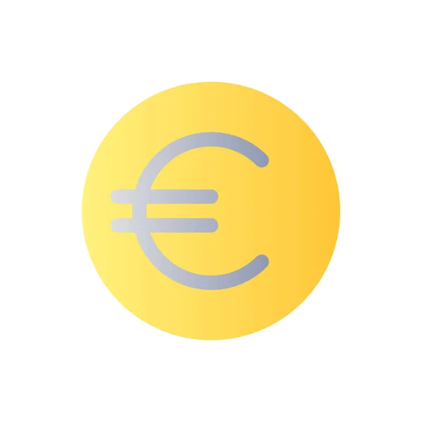Euro Coin Flat Gradient Color Icon Currency Money Golden Euro — Vetor de Stock