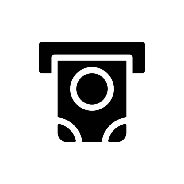 Money Dispenser Black Glyph Icon Automated Teller Machine Deposit Slot — Stock Vector