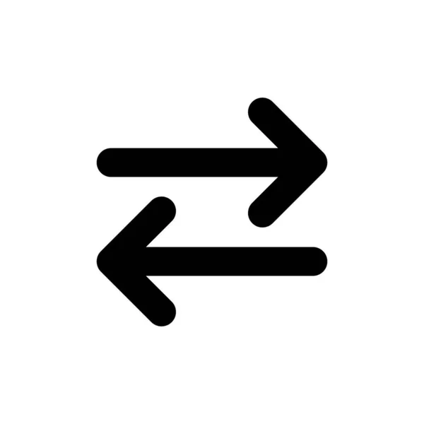 Deux Flèches Glyphe Noir Icône Symbole Transaction Flèches Gauche Droite — Image vectorielle