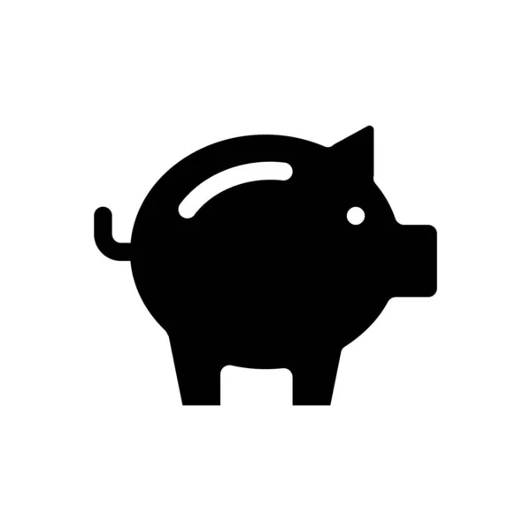 Piggy Bank Black Glyph Icon Money Savings Investment Business Finance — 스톡 벡터
