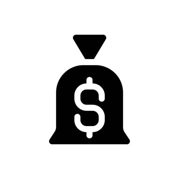 Bag Money Black Glyph Icon Personal Savings Business Investment User — Stockvektor