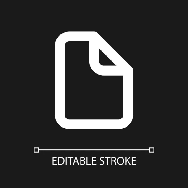 File Pixel Perfect White Linear Icon Dark Theme Desktop Shortcut — Vettoriale Stock