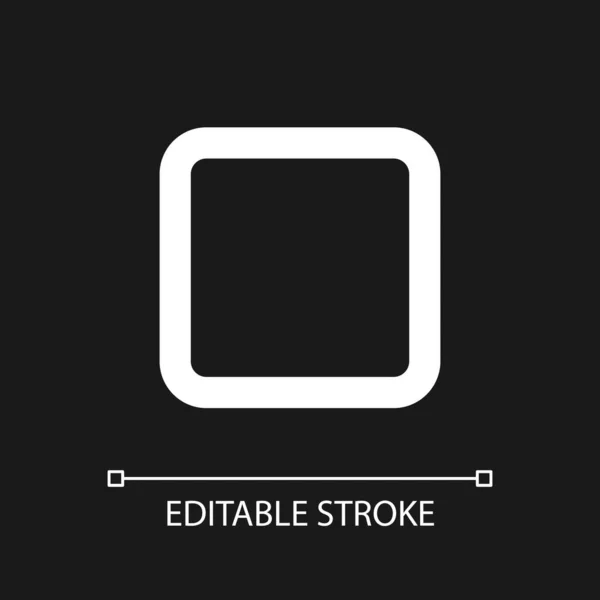 Stop Button Pixel Perfect White Linear Icon Dark Theme Music — Stockvektor