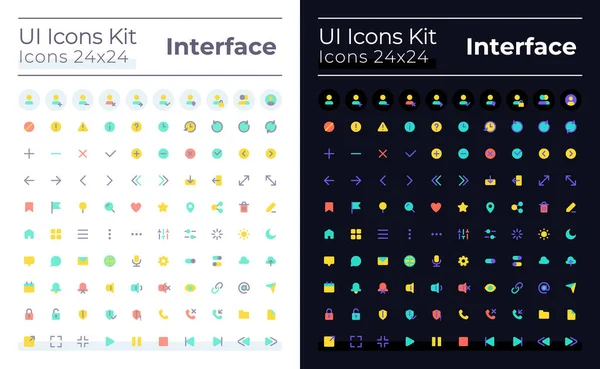 Minimalistic Simple Looking Flat Color Icons Set Dark Light Mode — Stockový vektor