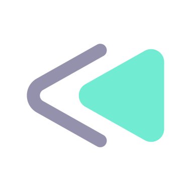 Hızlı ters tuş düz renk ui simgesi. Müzik çalar barı. Multimedya dosyası oynatılıyor. Geri sar. Tekrar çal. Mobil uygulama için basit doldurulmuş öge. Renkli, sağlam bir resim. Vektör izole edilmiş RGB illüstrasyonu