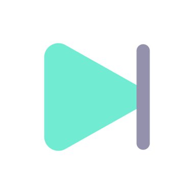 Sonraki düğme düz renk ui simgesini atla. Müzik çalar barı. Multimedya dosyası oynatılıyor. İlerleme çubuğu. Mobil uygulama için basit doldurulmuş öge. Renkli, sağlam bir resim. Vektör izole edilmiş RGB illüstrasyonu