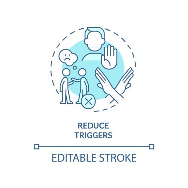 Turkuaz konsept simgesini azaltır. Duygusal düzenleme stratejisi soyut fikir ince çizgi çizimi. İzole bir taslak çizim. Düzenlenebilir felç. Arial, Myriad Pro-Kalın yazı tipleri