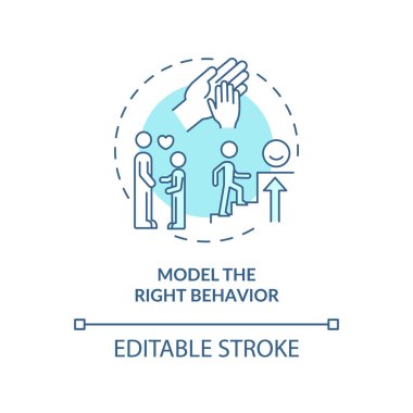 Turkuaz konsept ikonu. Çocukların soyut fikirlerinde duygusal düzenlemeleri teşvik etmek ince çizgi çizimi. İzole bir taslak çizim. Düzenlenebilir felç. Arial, Myriad Pro-Kalın yazı tipleri