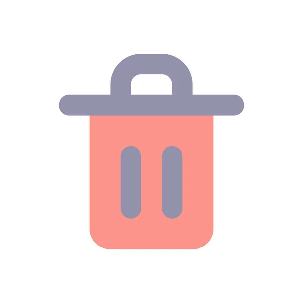 Trash Can Flat Color Icon Delete Button Recycle Bin Waste — Vettoriale Stock