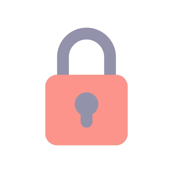 Locked Padlock Flat Color Icon Restrict Access Security Settings Encrypting — Vector de stock